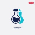 Two color chemistry vector icon from education 2 concept. isolated blue chemistry vector sign symbol can be use for web, mobile