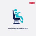 Two color chest and legs exercises vector icon from gym and fitness concept. isolated blue chest and legs exercises vector sign Royalty Free Stock Photo