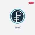 Two color chi rho vector icon from religion concept. isolated blue chi rho vector sign symbol can be use for web, mobile and logo