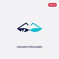 Two color childish eyeglasses vector icon from fashion concept. isolated blue childish eyeglasses vector sign symbol can be use