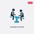 Two color children on teeter totter vector icon from people concept. isolated blue children on teeter totter vector sign symbol Royalty Free Stock Photo