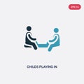 Two color childs playing in playgrpound vector icon from people concept. isolated blue childs playing in playgrpound vector sign