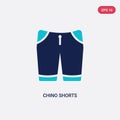 Two color chino shorts vector icon from clothes concept. isolated blue chino shorts vector sign symbol can be use for web, mobile