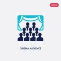 Two color cinema audience vector icon from cinema concept. isolated blue cinema audience vector sign symbol can be use for web,