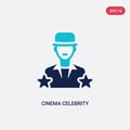 Two color cinema celebrity vector icon from cinema concept. isolated blue cinema celebrity vector sign symbol can be use for web,