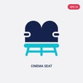 Two color cinema seat vector icon from entertainment and arcade concept. isolated blue cinema seat vector sign symbol can be use