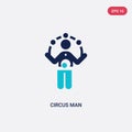 Two color circus man vector icon from behavior concept. isolated blue circus man vector sign symbol can be use for web, mobile and