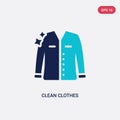 Two color clean clothes vector icon from cleaning concept. isolated blue clean clothes vector sign symbol can be use for web,