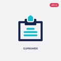 Two color clipboards vector icon from feedback concept. isolated blue clipboards vector sign symbol can be use for web, mobile and