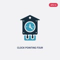 Two color clock pointing four o`clock vector icon from other concept. isolated blue clock pointing four o`clock vector sign symb