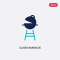 Two color closed barbacue vector icon from food concept. isolated blue closed barbacue vector sign symbol can be use for web,