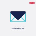 Two color closed envelope vector icon from education concept. isolated blue closed envelope vector sign symbol can be use for web