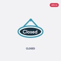 Two color closed vector icon from museum concept. isolated blue closed vector sign symbol can be use for web, mobile and logo. eps