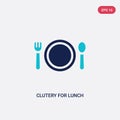 Two color clutery for lunch vector icon from airport terminal concept. isolated blue clutery for lunch vector sign symbol can be Royalty Free Stock Photo
