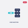 Two color code injection vector icon from cyber concept. isolated blue code injection vector sign symbol can be use for web,