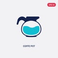 Two color coffe pot vector icon from bistro and restaurant concept. isolated blue coffe pot vector sign symbol can be use for web