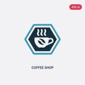 Two color coffee shop vector icon from signs concept. isolated blue coffee shop vector sign symbol can be use for web, mobile and Royalty Free Stock Photo