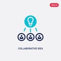 Two color collaborative idea vector icon from general-1 concept. isolated blue collaborative idea vector sign symbol can be use
