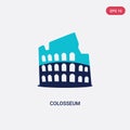 Two color colosseum vector icon from history concept. isolated blue colosseum vector sign symbol can be use for web, mobile and