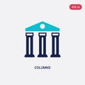 Two color columns vector icon from history concept. isolated blue columns vector sign symbol can be use for web, mobile and logo. Royalty Free Stock Photo