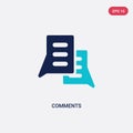 Two color comments vector icon from feedback concept. isolated blue comments vector sign symbol can be use for web, mobile and