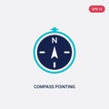 Two color compass pointing north east vector icon from airport terminal concept. isolated blue compass pointing north east vector Royalty Free Stock Photo