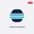 Two color complete hamburger vector icon from bistro and restaurant concept. isolated blue complete hamburger vector sign symbol