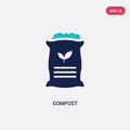 Two color compost vector icon from general concept. isolated blue compost vector sign symbol can be use for web, mobile and logo. Royalty Free Stock Photo