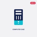 Two color computer case vector icon from hardware concept. isolated blue computer case vector sign symbol can be use for web, Royalty Free Stock Photo