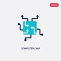 Two color computer chip vector icon from computer concept. isolated blue computer chip vector sign symbol can be use for web,