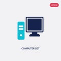 Two color computer set vector icon from computer concept. isolated blue computer set vector sign symbol can be use for web, mobile