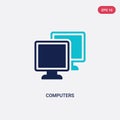 Two color computers vector icon from computer concept. isolated blue computers vector sign symbol can be use for web, mobile and Royalty Free Stock Photo