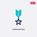 Two color condecoration vector icon from army and war concept. isolated blue condecoration vector sign symbol can be use for web,