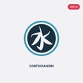 Two color confucianism vector icon from religion concept. isolated blue confucianism vector sign symbol can be use for web, mobile