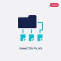 Two color connected folder data vector icon from computer concept. isolated blue connected folder data vector sign symbol can be