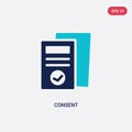Two color consent vector icon from gdpr concept. isolated blue consent vector sign symbol can be use for web, mobile and logo. eps