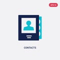 Two color contacts vector icon from communication concept. isolated blue contacts vector sign symbol can be use for web, mobile