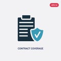 Two color contract coverage vector icon from insurance concept. isolated blue contract coverage vector sign symbol can be use for