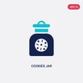 Two color cookies jar vector icon from food and restaurant concept. isolated blue cookies jar vector sign symbol can be use for Royalty Free Stock Photo