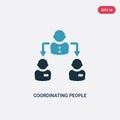 Two color coordinating people vector icon from social concept. isolated blue coordinating people vector sign symbol can be use for