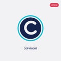 Two color copyright vector icon from content concept. isolated blue copyright vector sign symbol can be use for web, mobile and Royalty Free Stock Photo