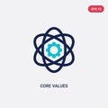 Two color core values vector icon from general-1 concept. isolated blue core values vector sign symbol can be use for web, mobile