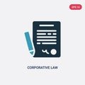 Two color corporative law vector icon from law and justice concept. isolated blue corporative law vector sign symbol can be use