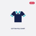 Two color cotton polo shirt vector icon from clothes concept. isolated blue cotton polo shirt vector sign symbol can be use for