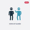 Two color couple of glasses vector icon from people concept. isolated blue couple of glasses vector sign symbol can be use for web Royalty Free Stock Photo