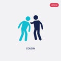 Two color cousin vector icon from family relations concept. isolated blue cousin vector sign symbol can be use for web, mobile and