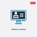 Two color criminal database vector icon from law and justice concept. isolated blue criminal database vector sign symbol can be