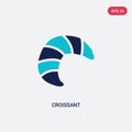 Two color croissant vector icon from food concept. isolated blue croissant vector sign symbol can be use for web, mobile and logo