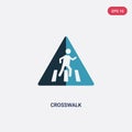 Two color crosswalk vector icon from signs concept. isolated blue crosswalk vector sign symbol can be use for web, mobile and logo