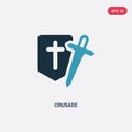 Two color crusade vector icon from religion-2 concept. isolated blue crusade vector sign symbol can be use for web, mobile and Royalty Free Stock Photo